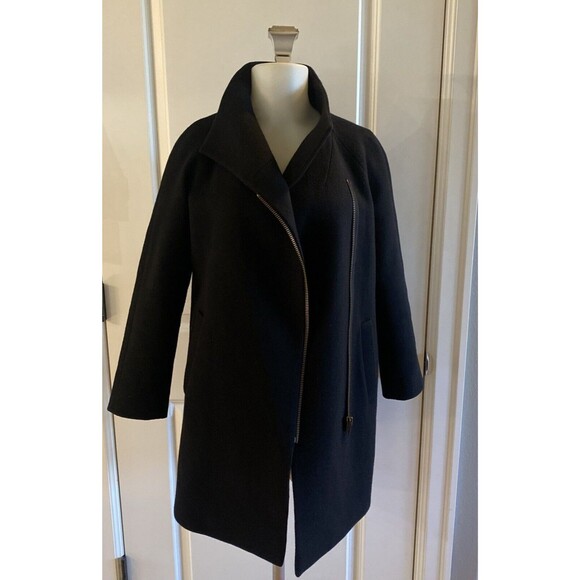 J.‎ CREW Pea Coat Womens Size 0 Wool Black Zip Jacket Classic Preppy - Picture 1 of 12